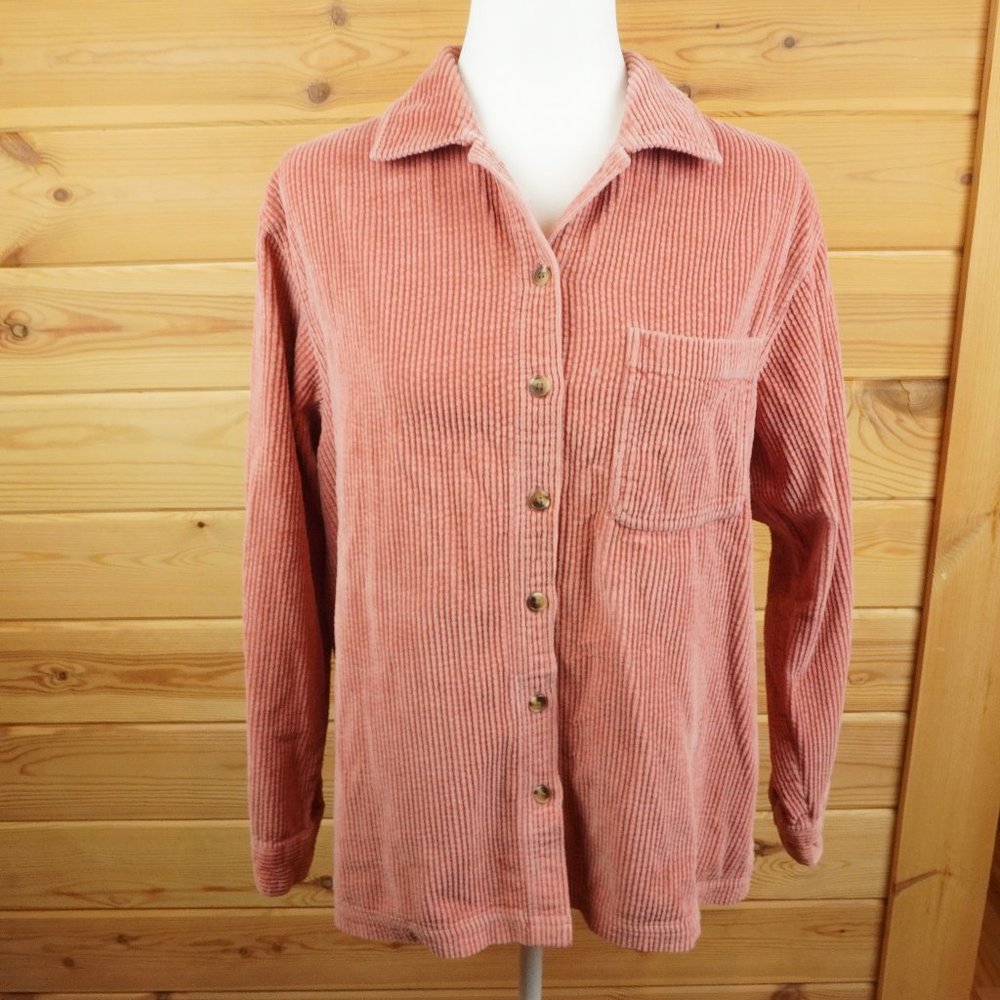 LL Bean Dusty Pink Corduroy Button Up Shirt Size Medium